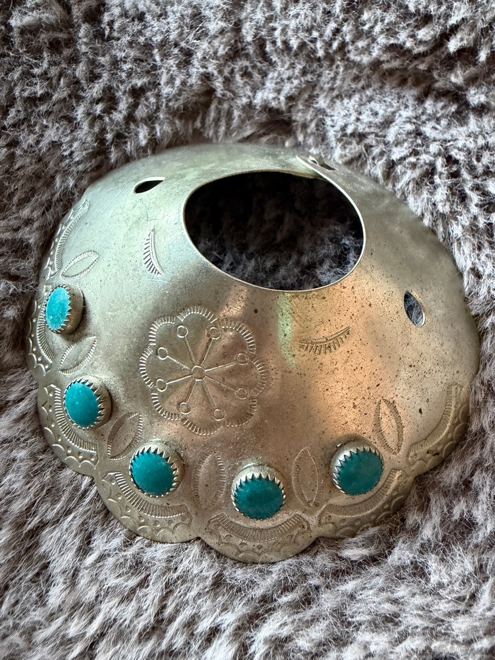 VINTAGE NAVAJO TURQUOISE Sterling Silver PonyTail Holder